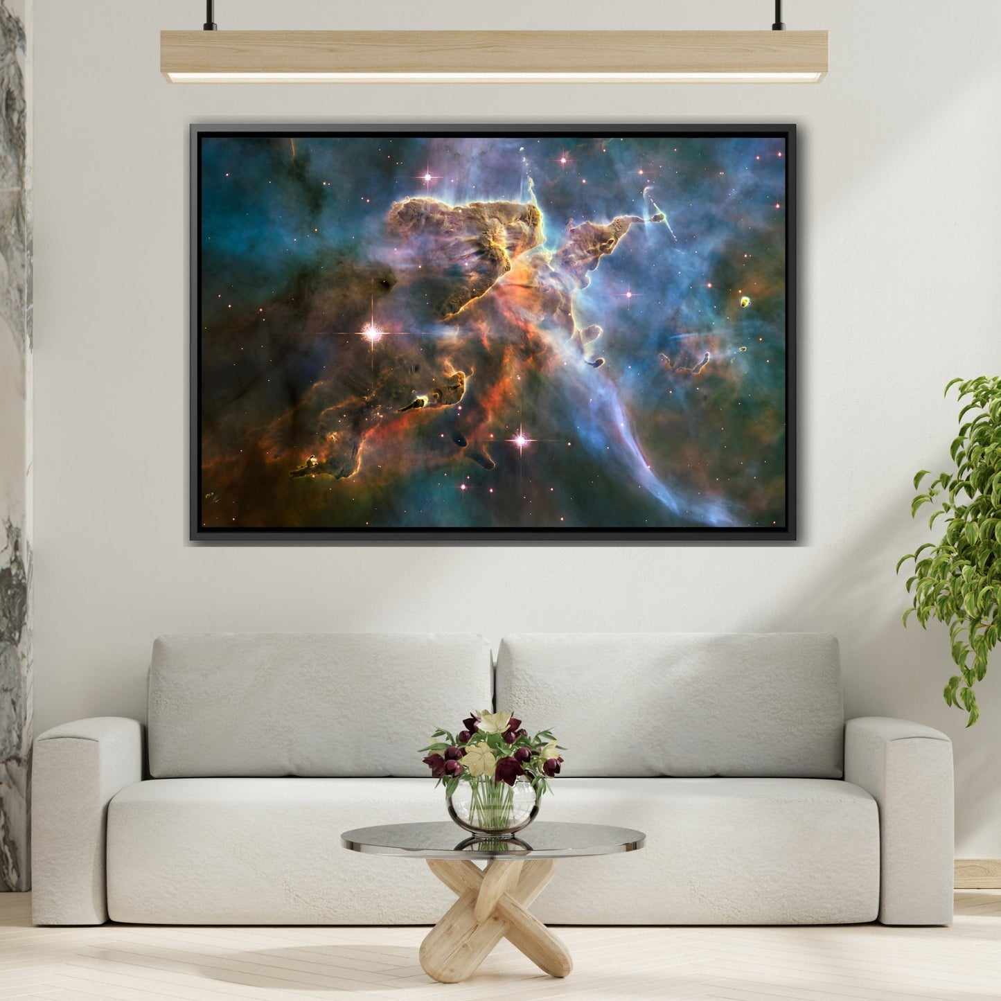 Astronomical Beauty - Framed NASA Hubble Carina Nebula Canvas Print for Living Room Decor