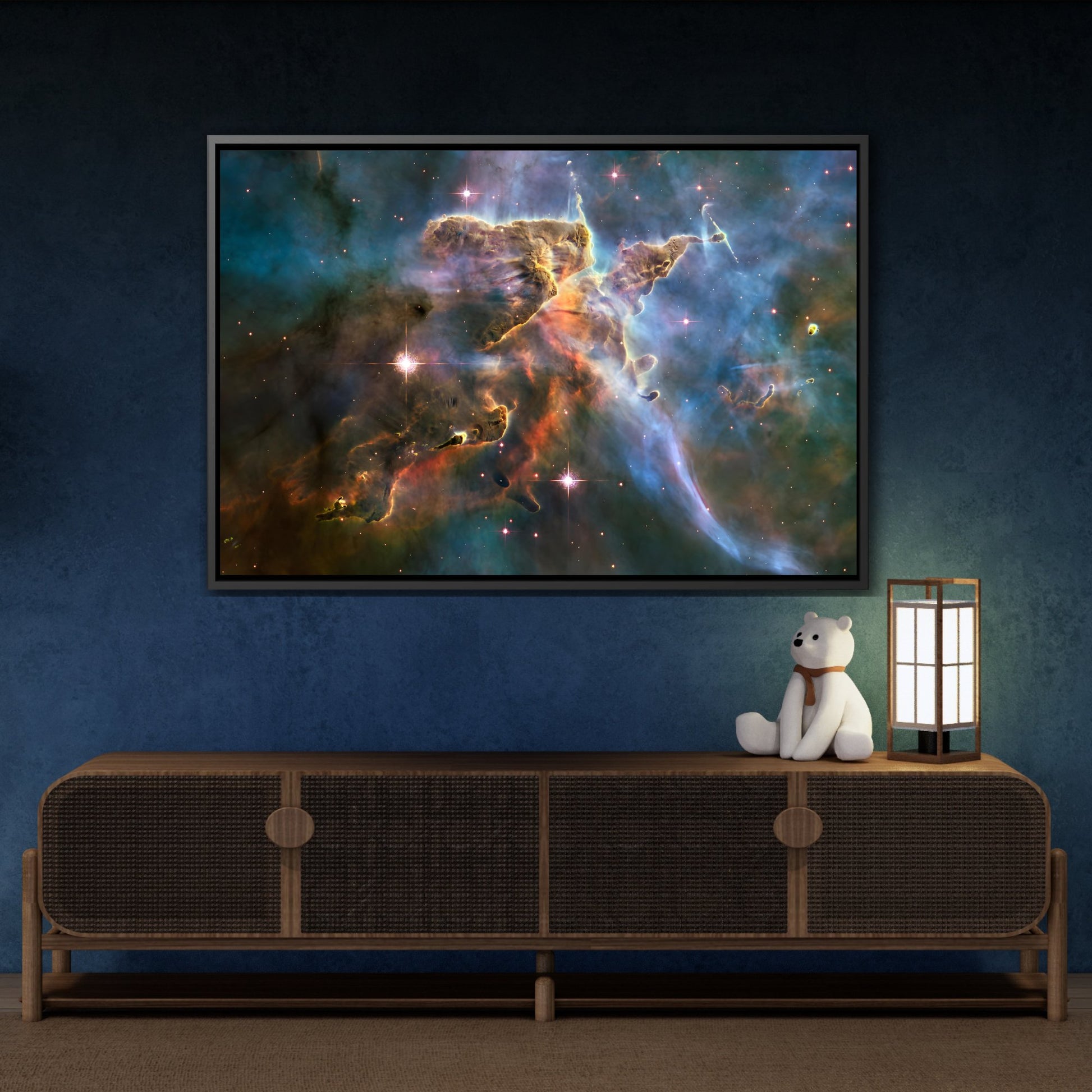 Astronomical Beauty - Framed NASA Hubble Carina Nebula Canvas Print for Living Room Decor