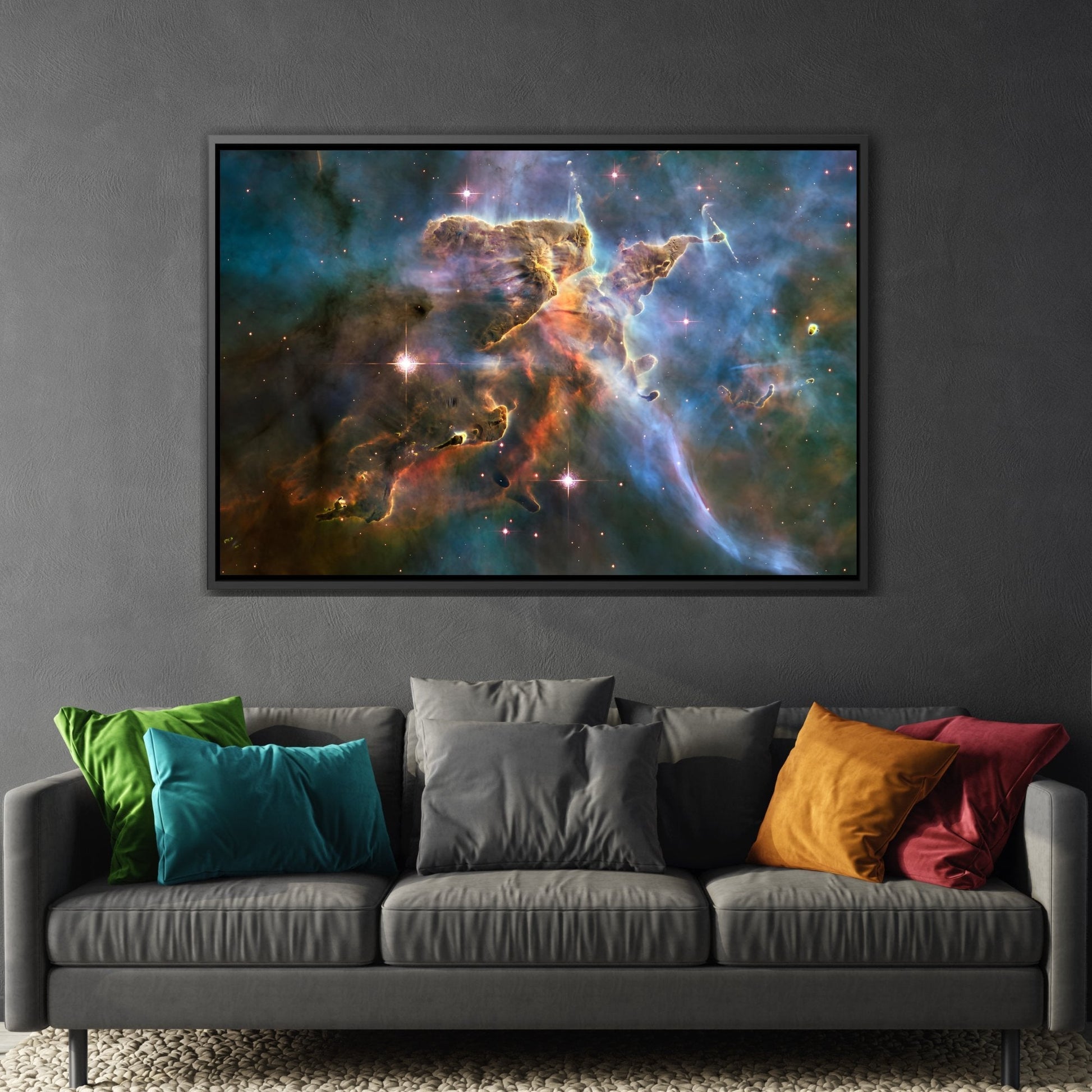 Astronomical Beauty - Framed NASA Hubble Carina Nebula Canvas Print for Living Room Decor