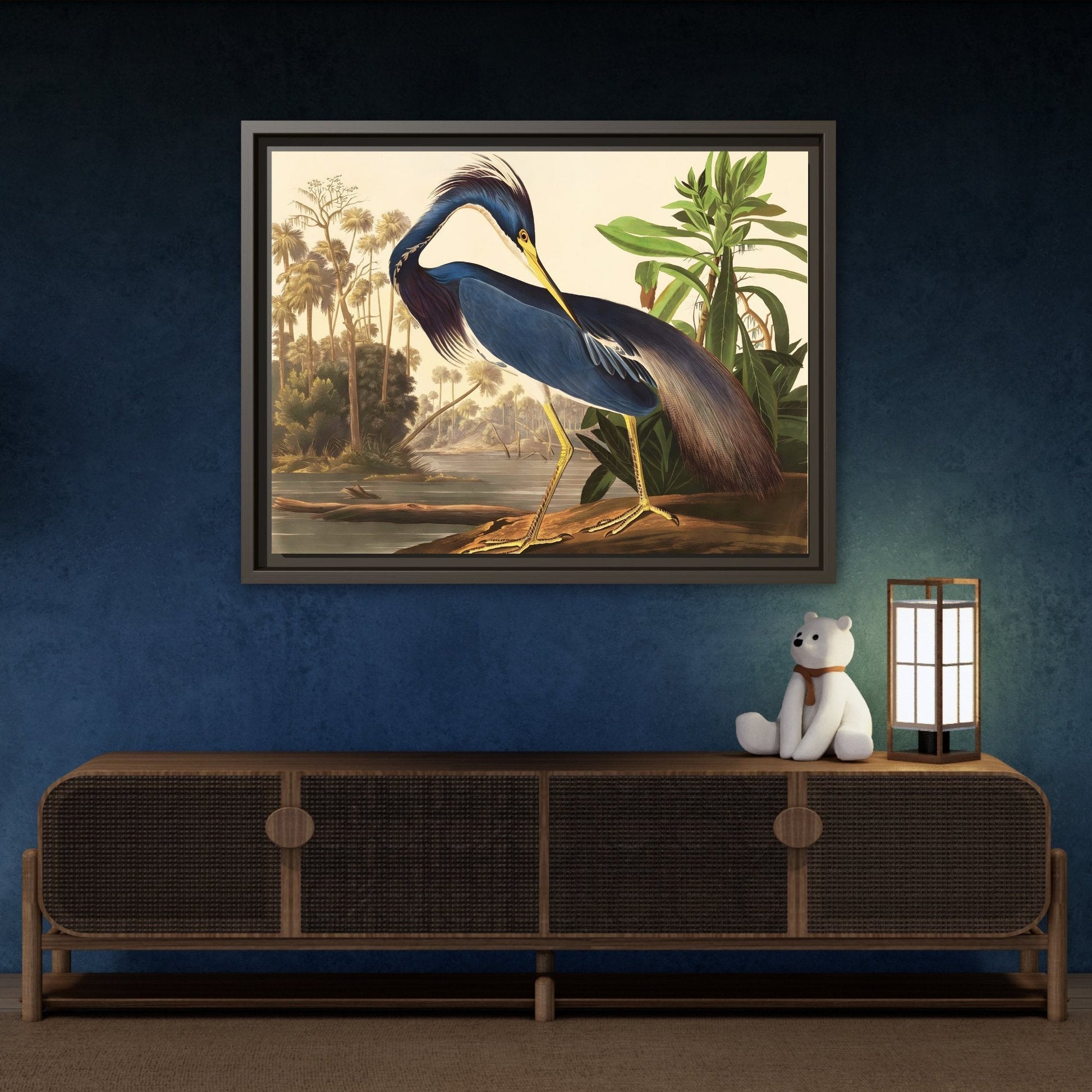 Audubon Louisiana Heron Canvas Wall Art Print - Framed America Bird Prints