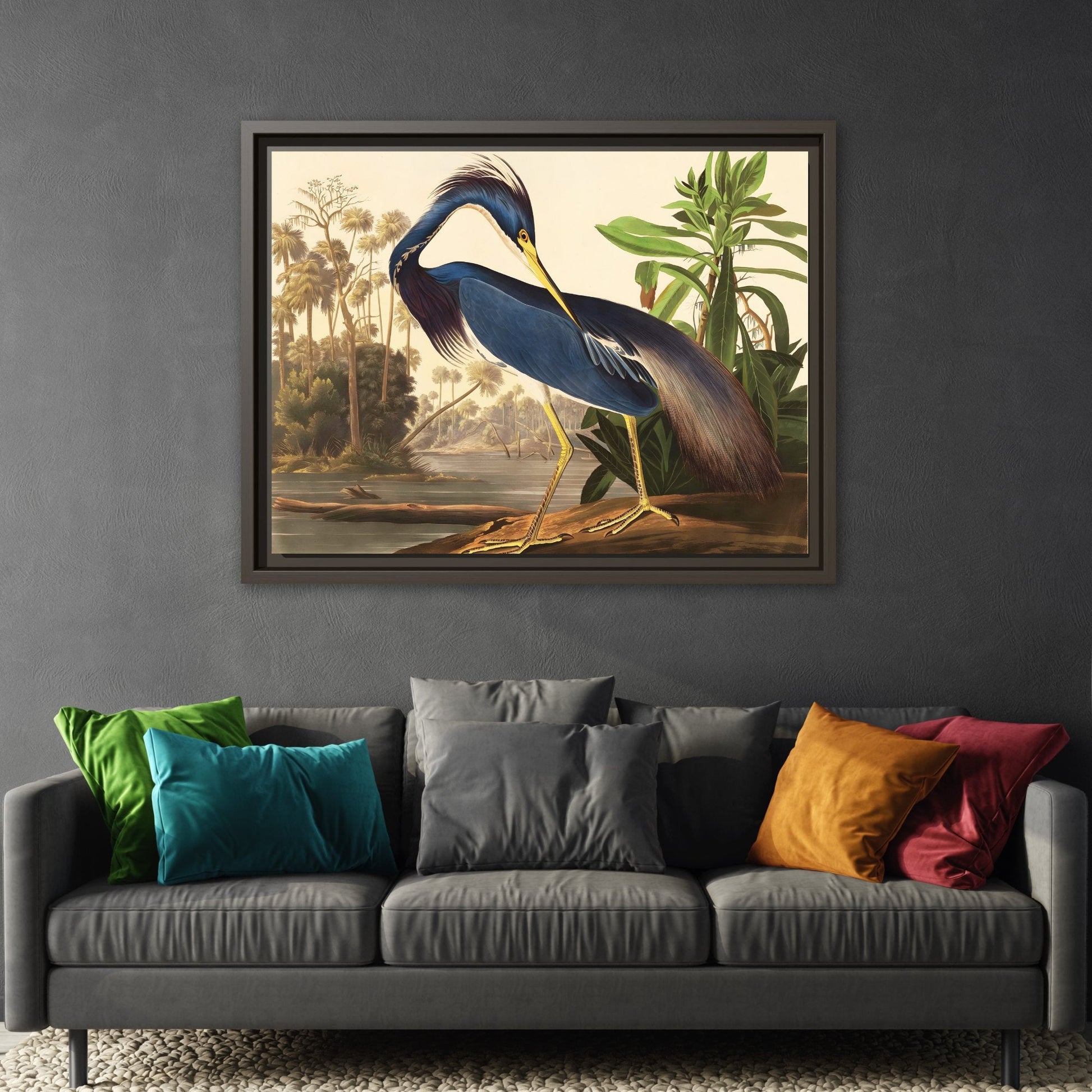 Audubon Louisiana Heron Canvas Wall Art Print - Framed America Bird Prints