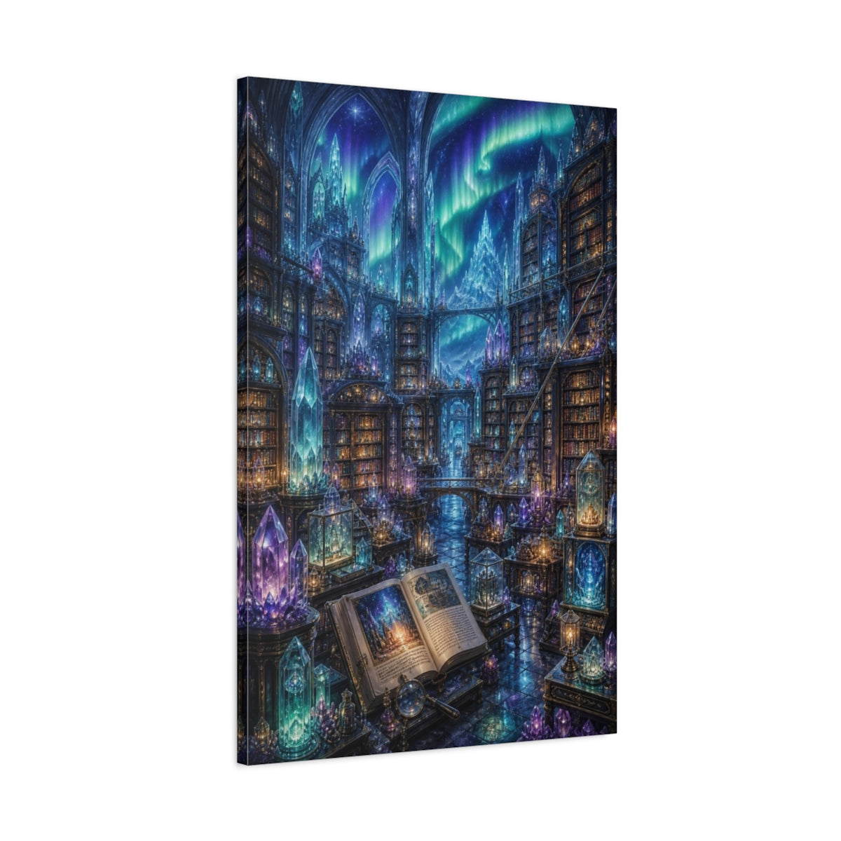 Main Mockup. Aurora Crystal Library shown as canvas print