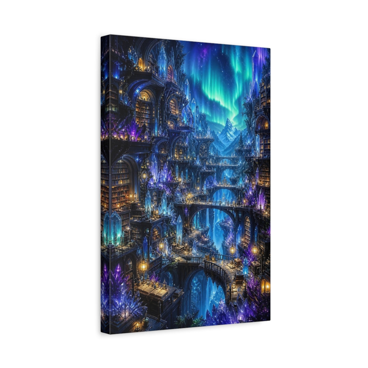 Side Mockup 4. Aurora Crystal Library shown as canvas print