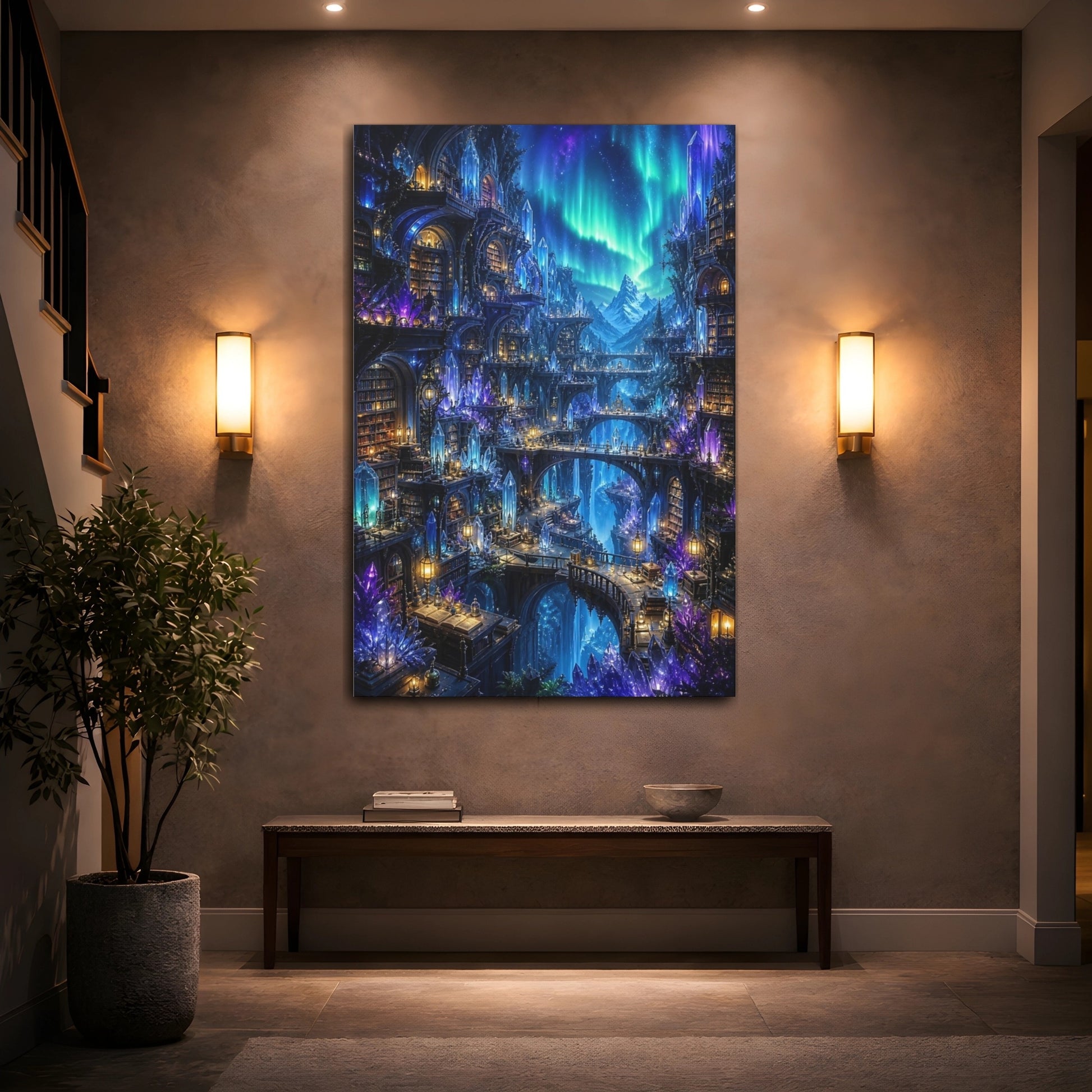 Mockup 2. Aurora Crystal Library shown as canvas print