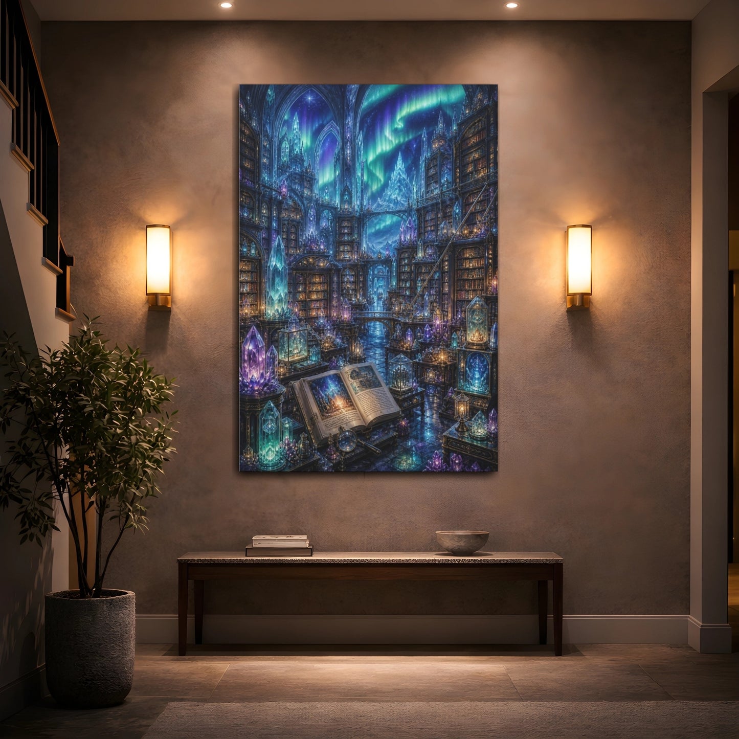 Mockup 2. Aurora Crystal Library shown as canvas print