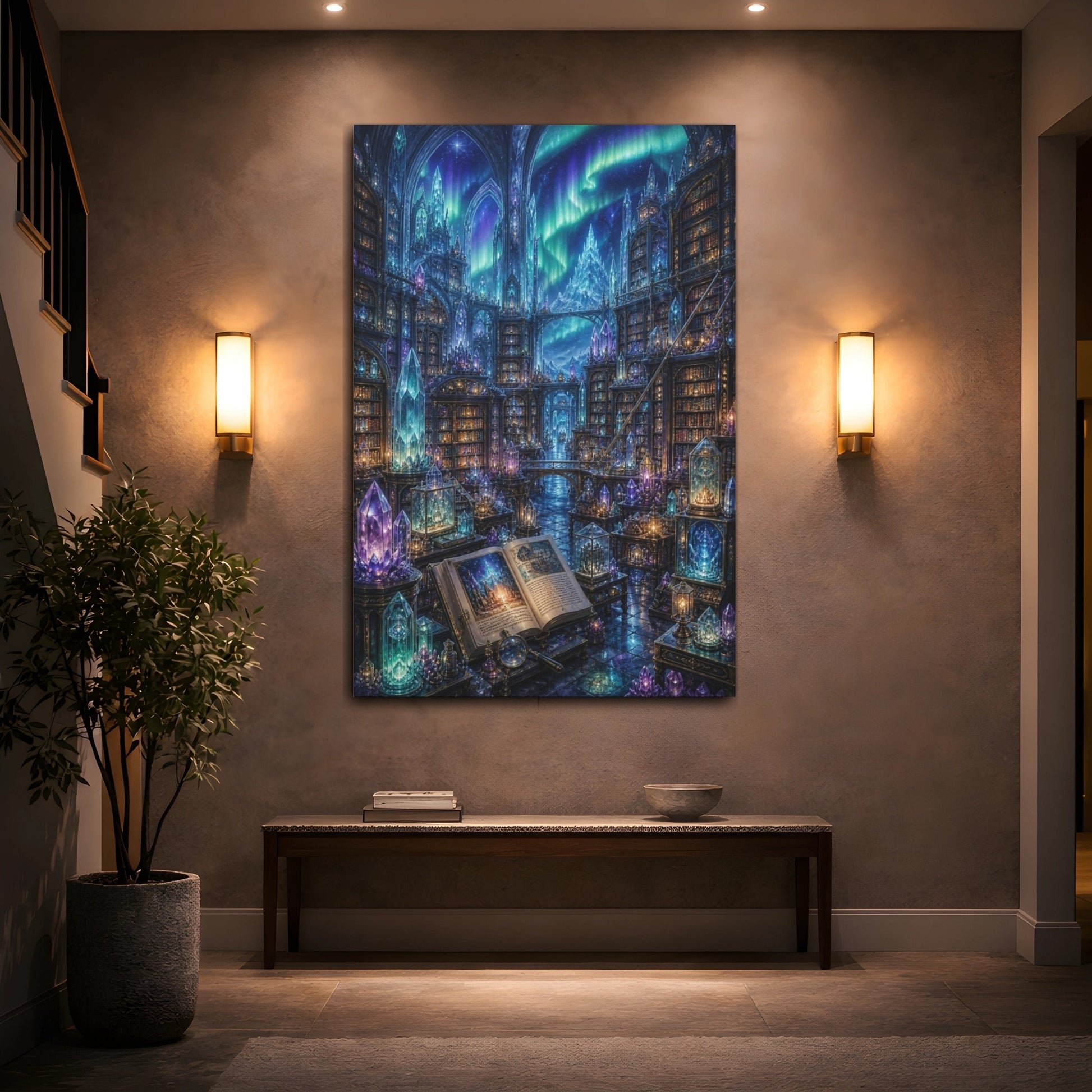 Mockup 2. Aurora Crystal Library shown as canvas print