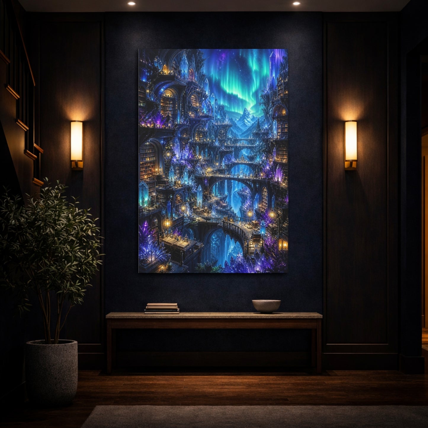Mockup 4. Aurora Crystal Library shown as canvas print
