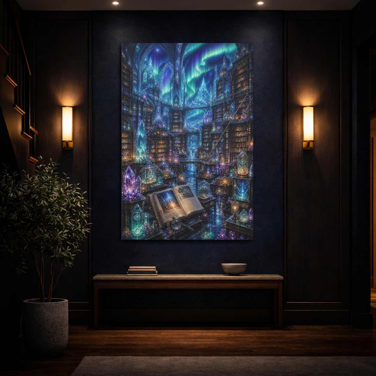 Mockup 4. Aurora Crystal Library shown as canvas print