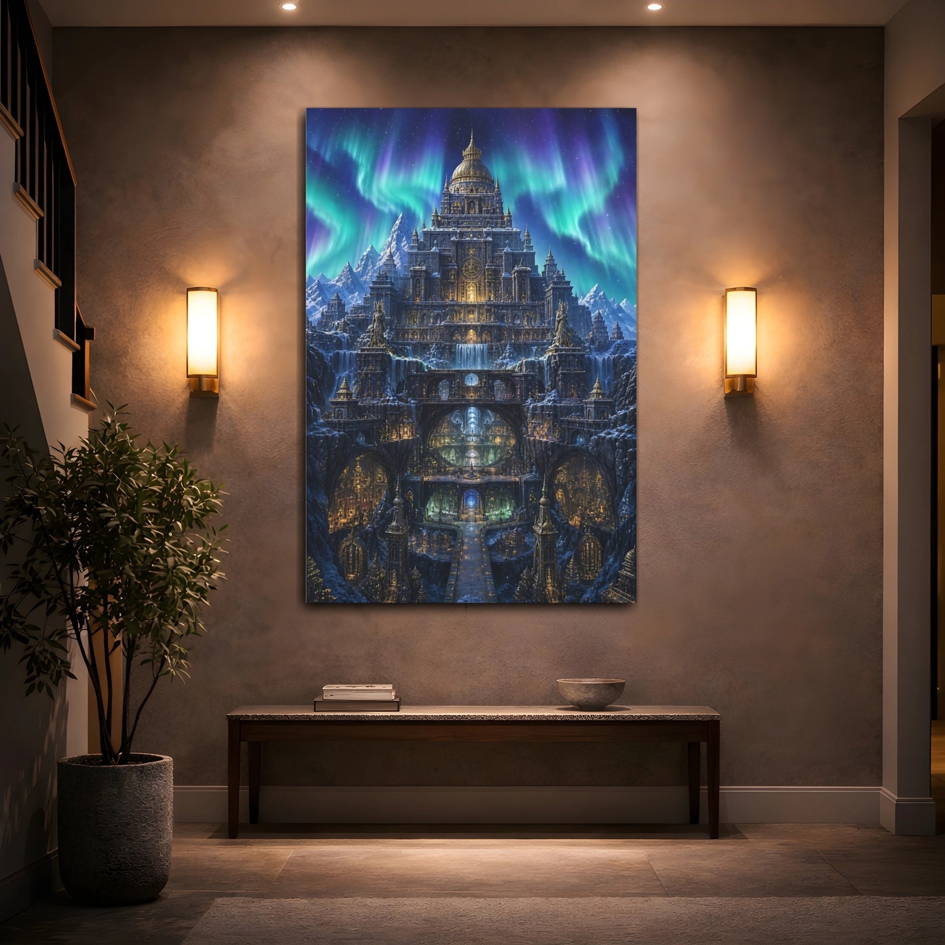 Mockup 2. Aurora Ice Palace shown as canvas print