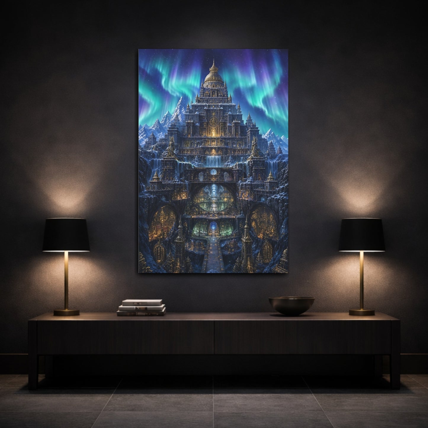 Mockup 3. Aurora Ice Palace shown as canvas print