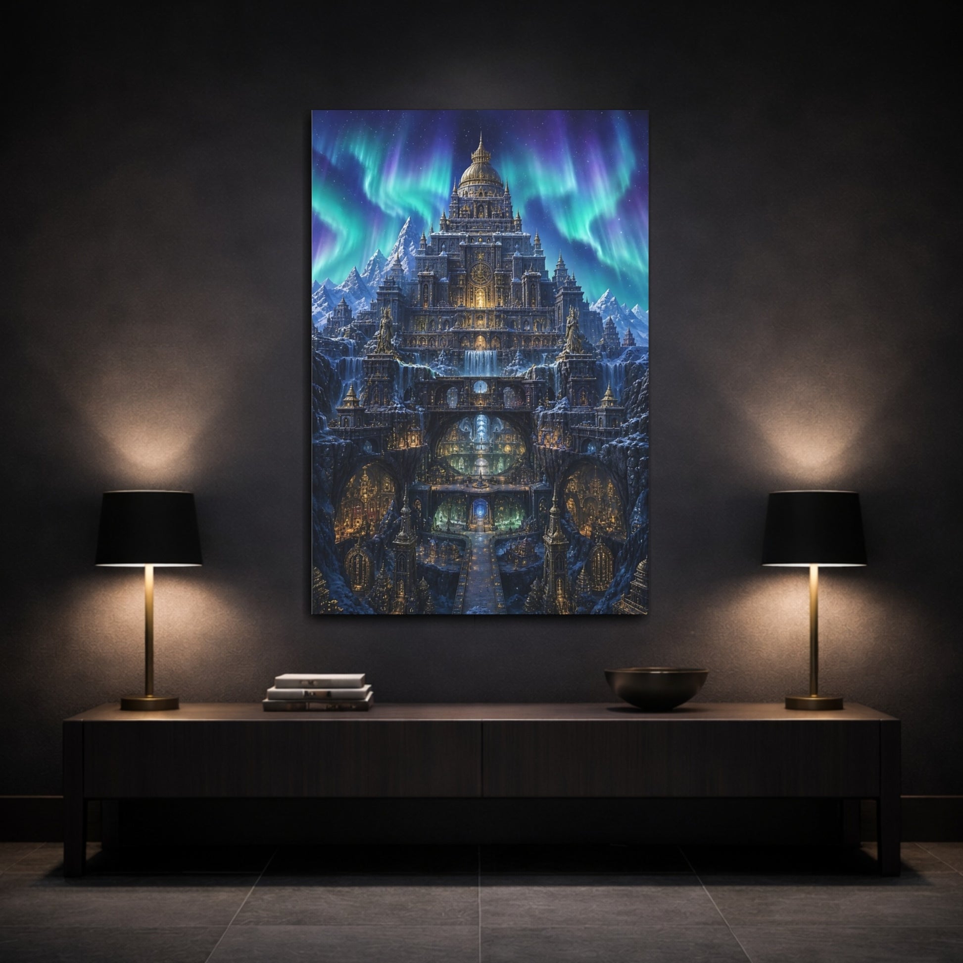 Mockup 3. Aurora Ice Palace shown as canvas print