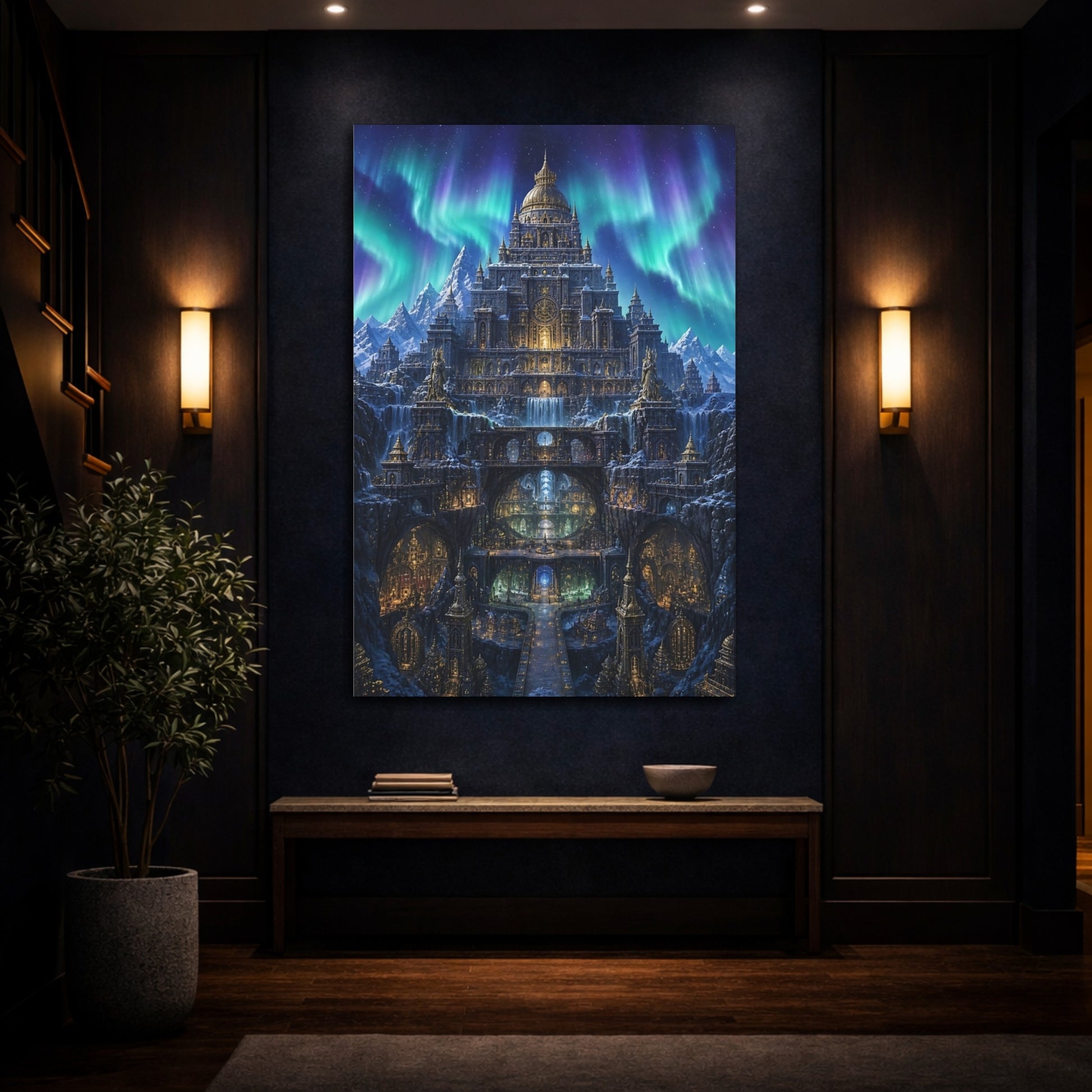 Mockup 4. Aurora Ice Palace shown as canvas print