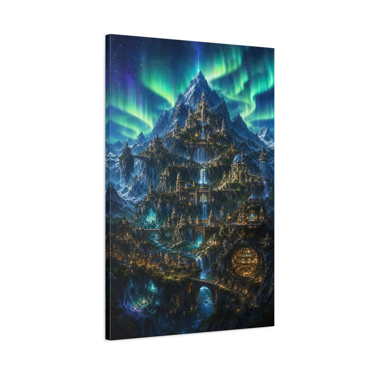 Main Mockup. Aurora Mountain Citadel shown as canvas print
