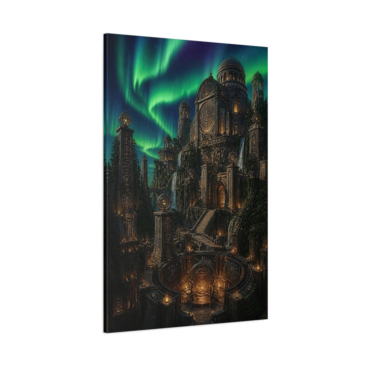 Side Mockup 1. Aurora Observatory Citadel shown as canvas print