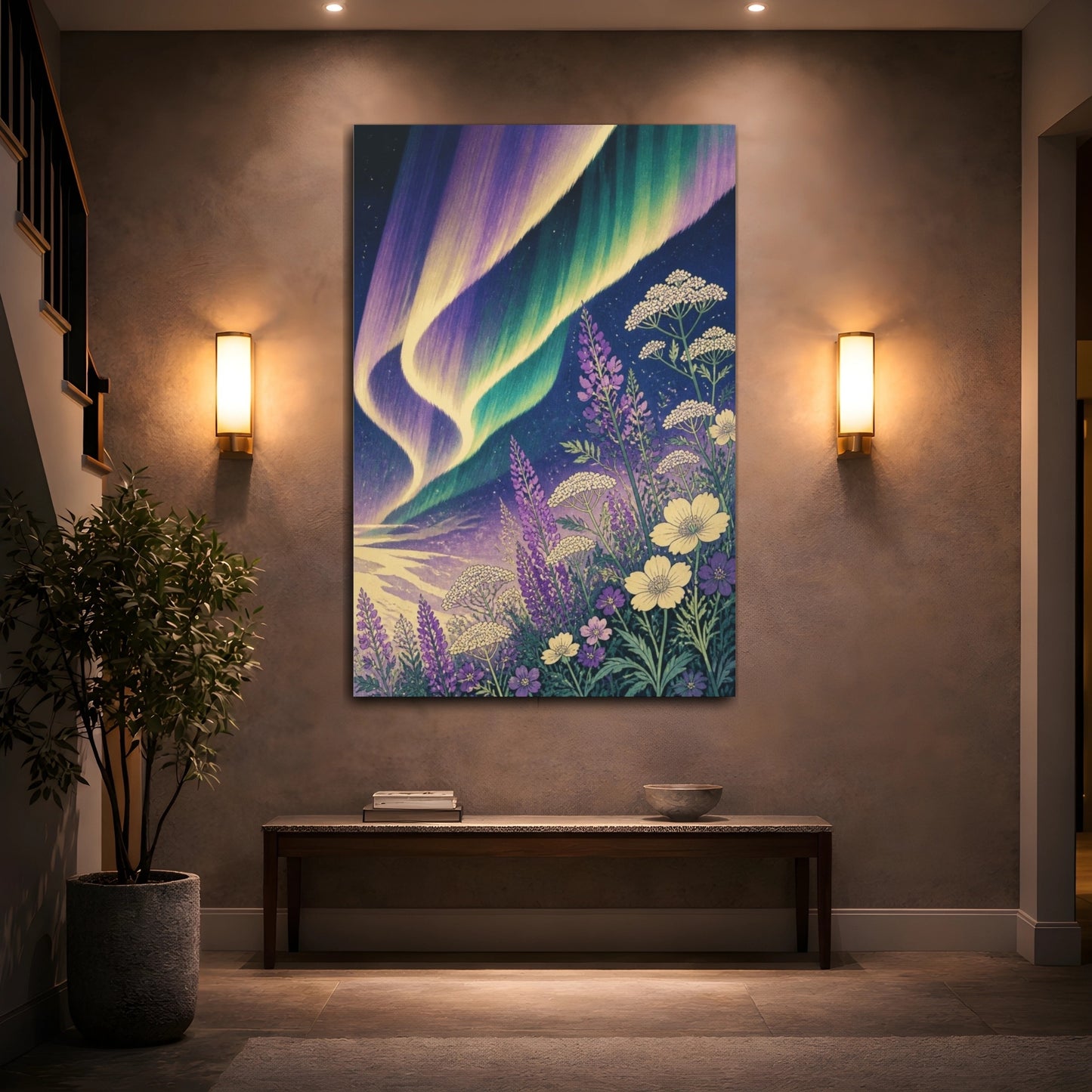 Mockup 2. Aurora Over Wildflowers shown as canvas print