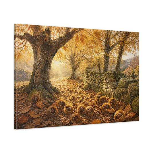 Main Mockup. Autumn Chestnut Grove shown as canvas print