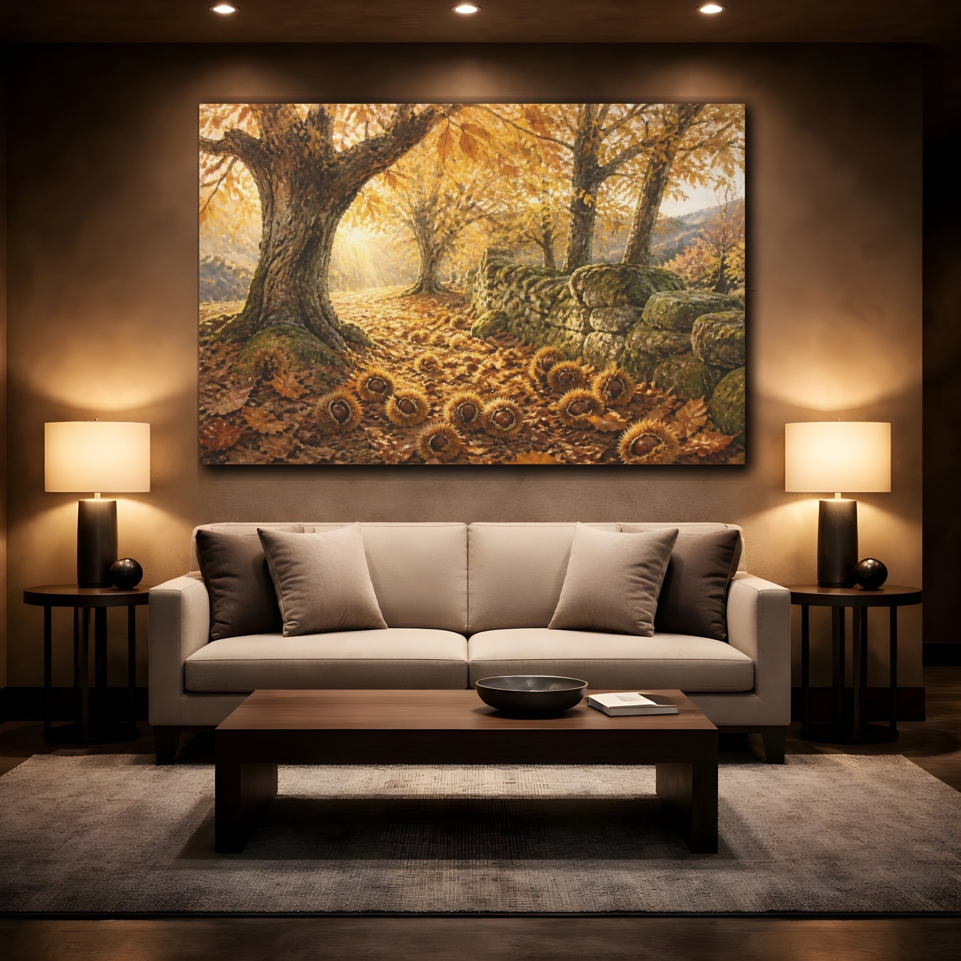 Mockup 2. Autumn Chestnut Grove shown as canvas print