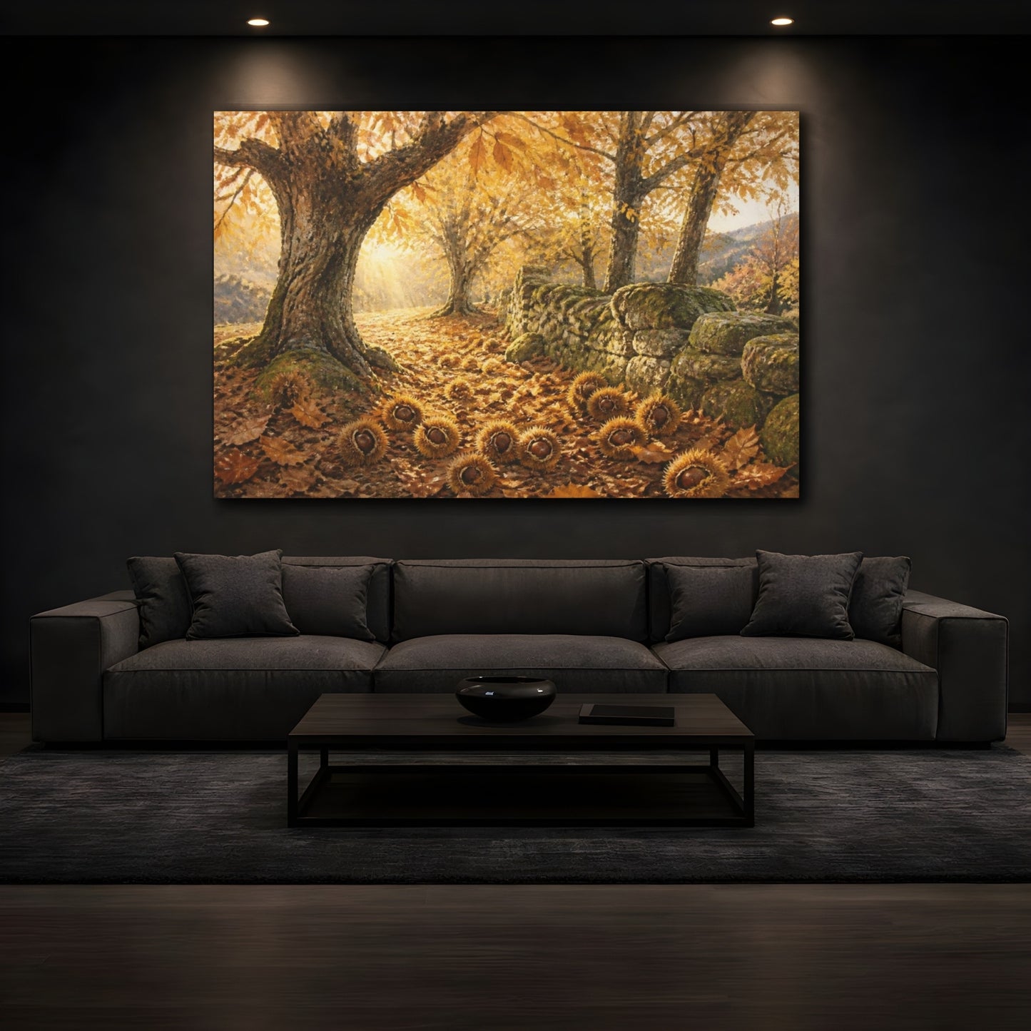 Mockup 3. Autumn Chestnut Grove shown as canvas print