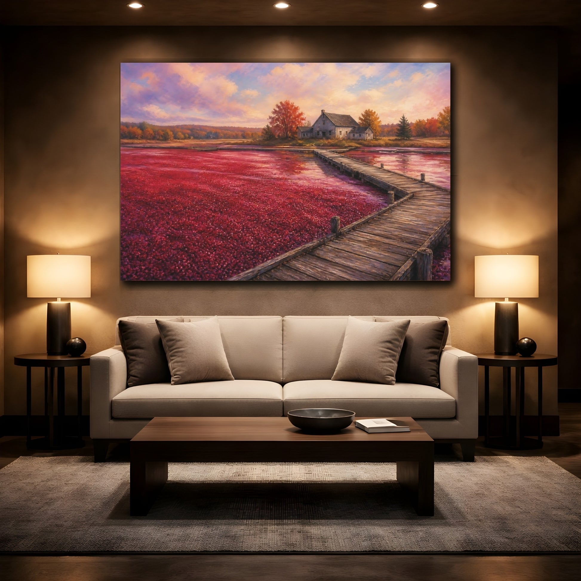 Mockup 2. Autumn Dock At Cranberry Bog shown as canvas print
