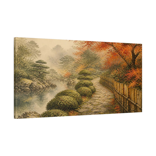 Main Mockup. Autumn Garden Stone Path shown as canvas print