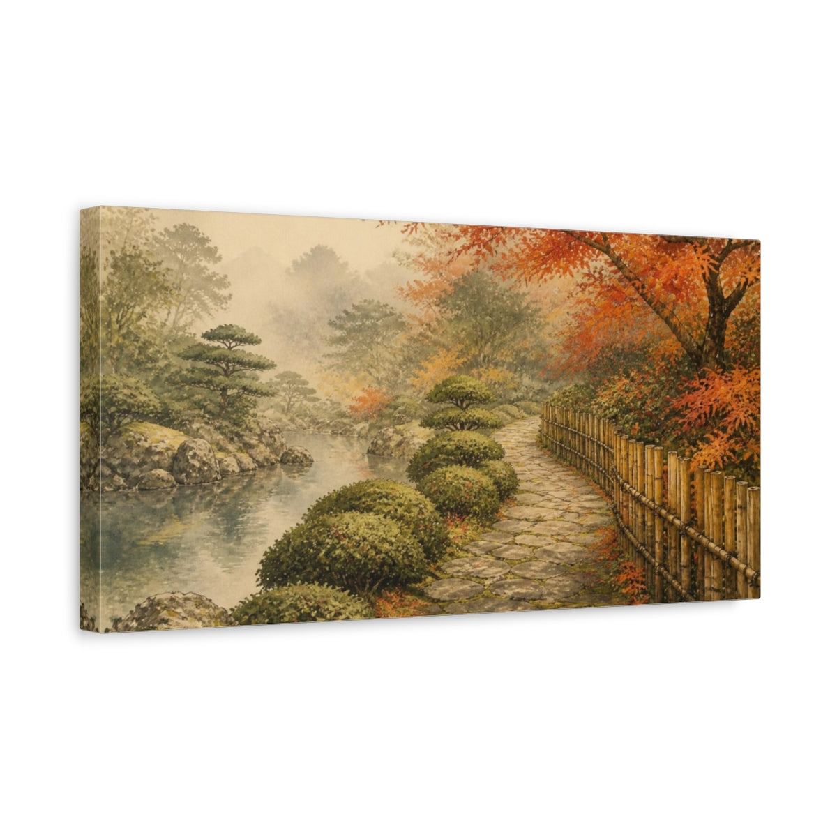 Side Mockup 3. Autumn Garden Stone Path shown as canvas print