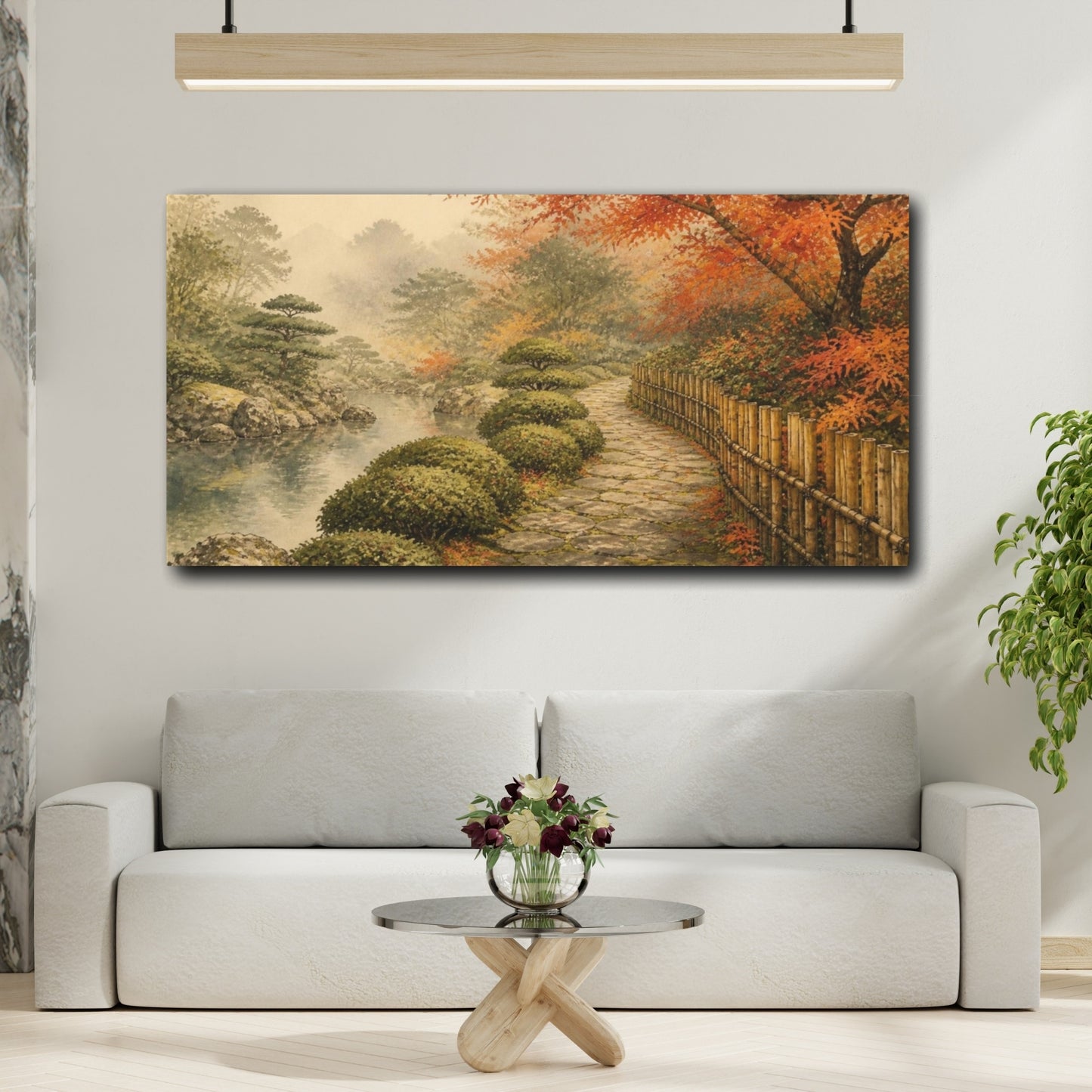 Mockup 2. Autumn Garden Stone Path shown as canvas print