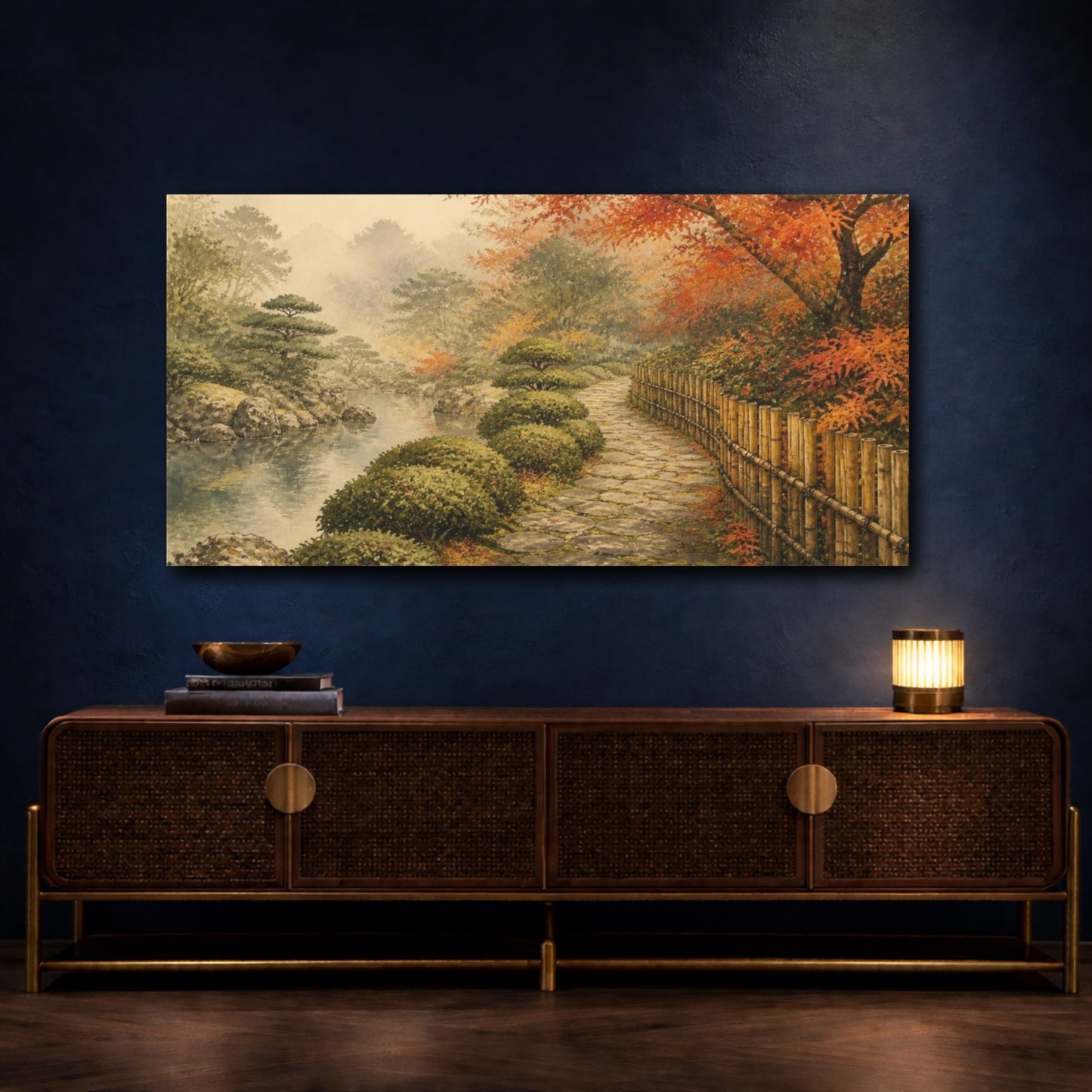 Mockup 4. Autumn Garden Stone Path shown as canvas print