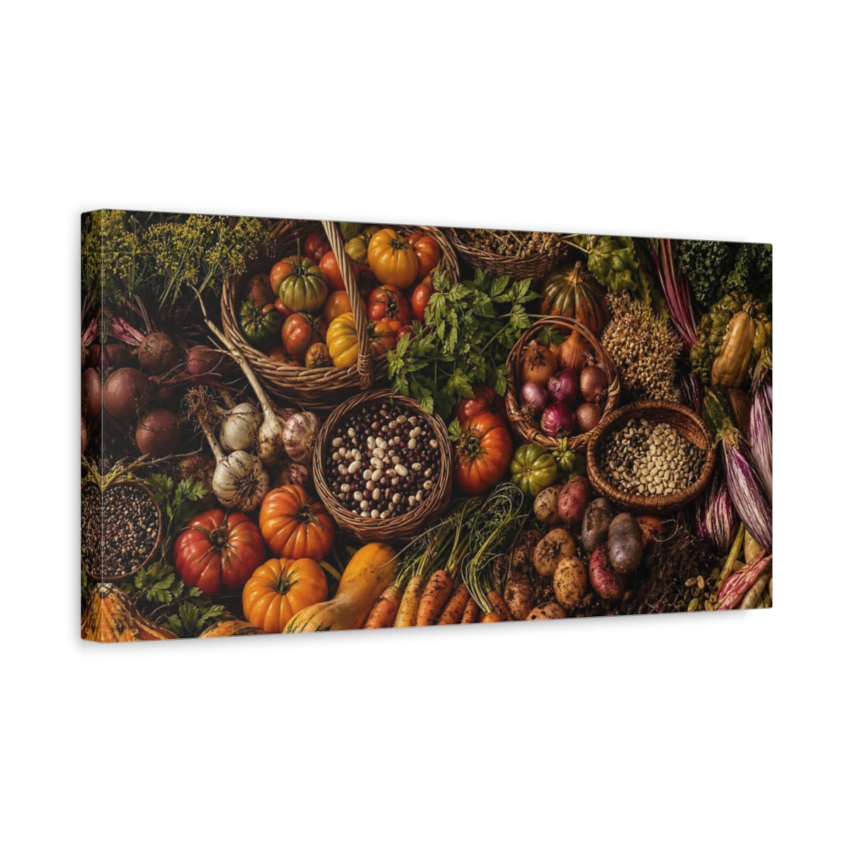 Side Mockup 3. Autumn Harvest Nature shown as canvas print