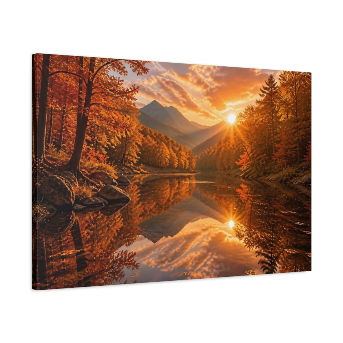Main Mockup. Autumn Mountain Landscape shown as canvas print