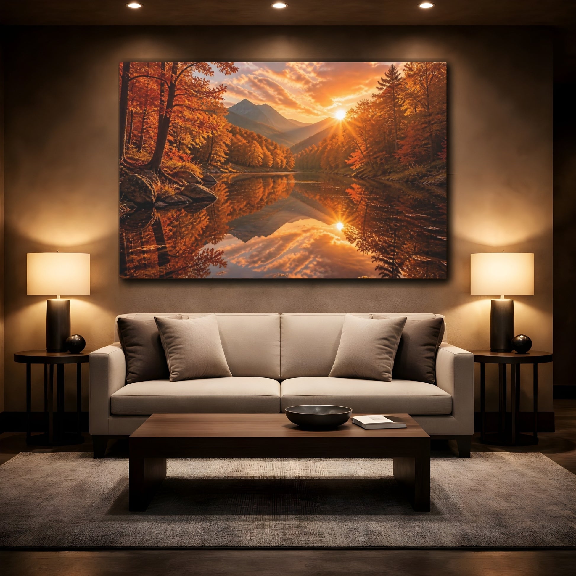 Mockup 2. Autumn Mountain Landscape shown as canvas print