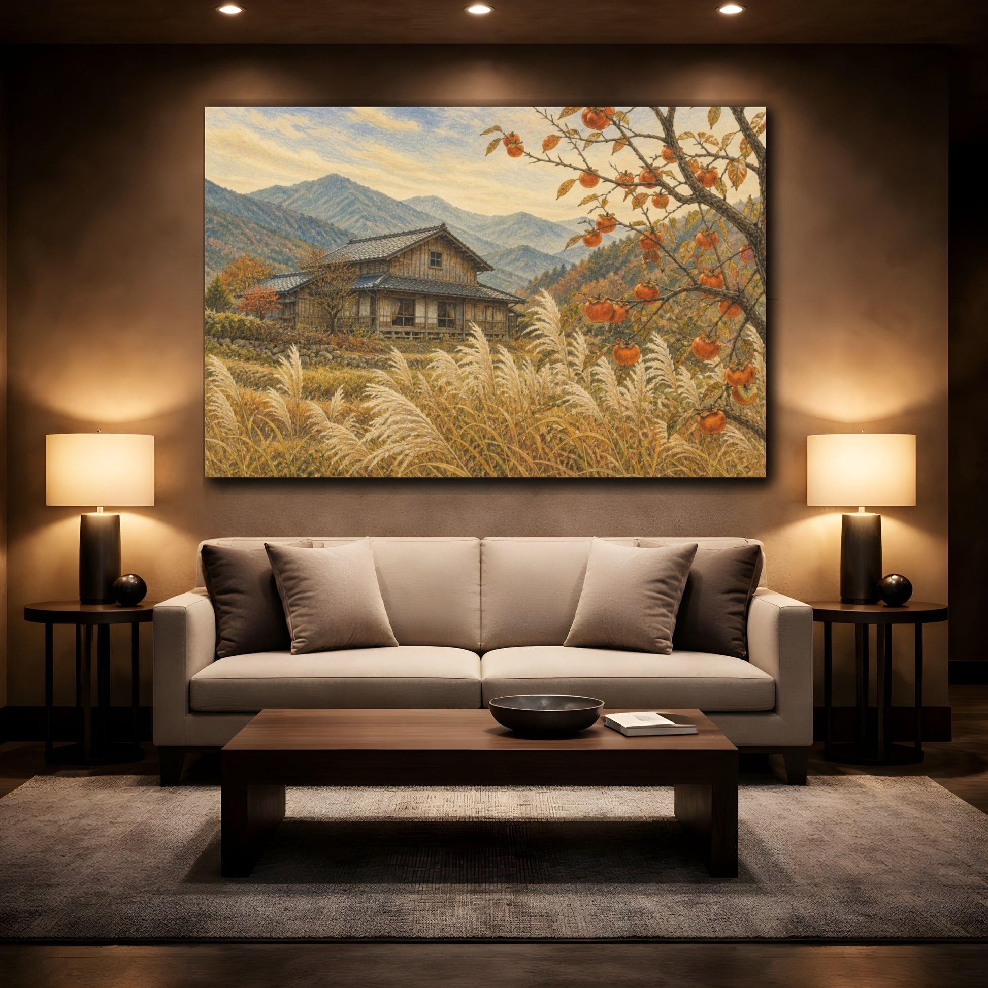 Mockup 2. Autumn Persimmon Farmhouse shown as canvas print