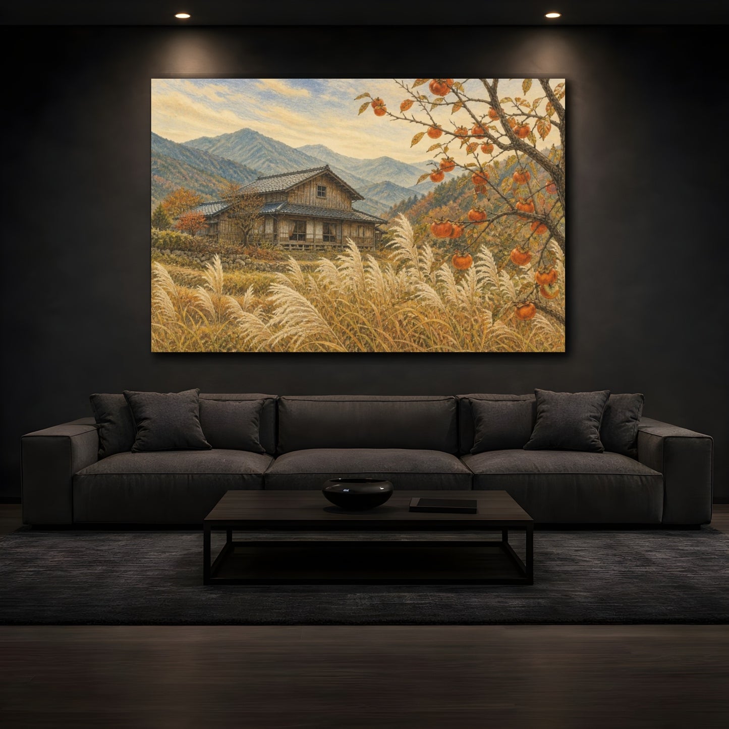 Mockup 3. Autumn Persimmon Farmhouse shown as canvas print