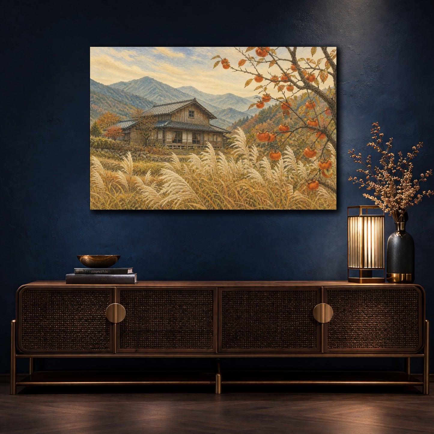 Mockup 4. Autumn Persimmon Farmhouse shown as canvas print