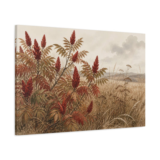 Main Mockup. Autumn Sumac In Meadow shown as canvas print