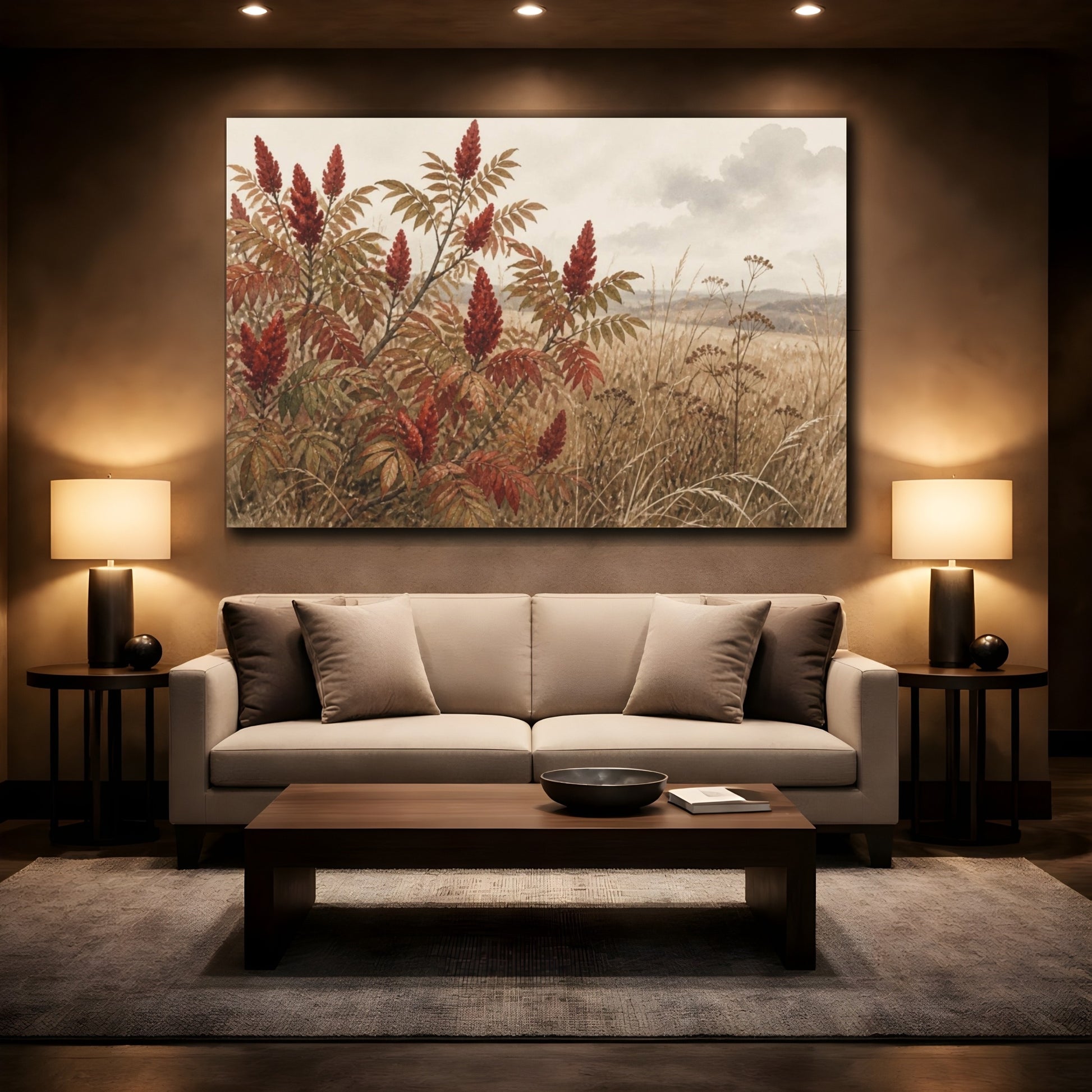 Mockup 2. Autumn Sumac In Meadow shown as canvas print