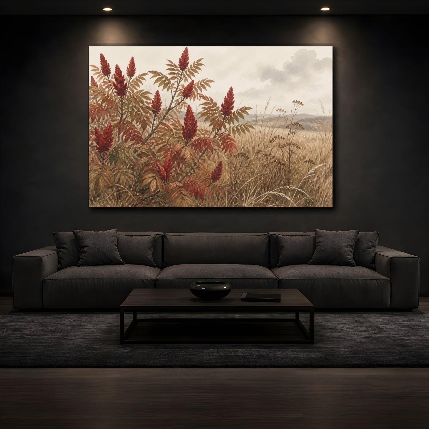 Mockup 3. Autumn Sumac In Meadow shown as canvas print