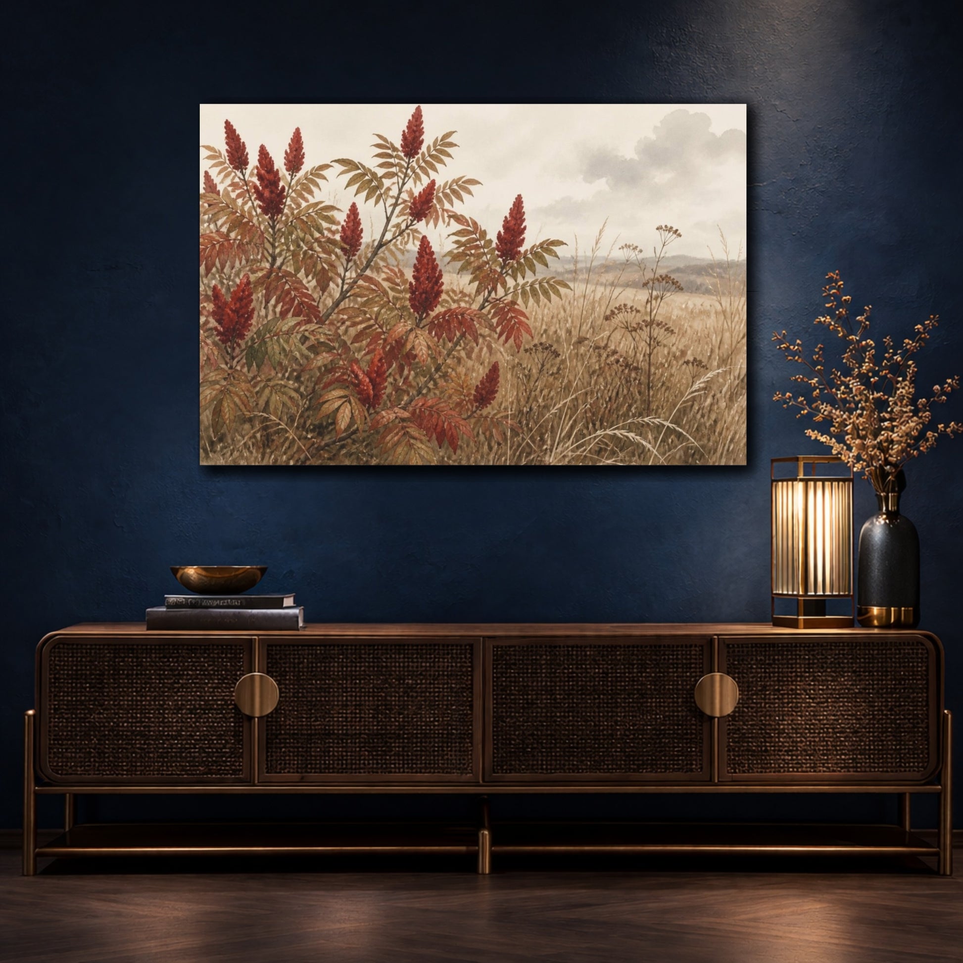 Mockup 4. Autumn Sumac In Meadow shown as canvas print