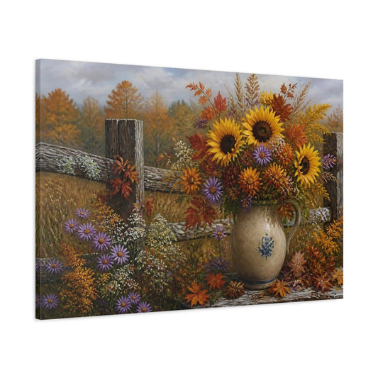 Main Mockup. Autumn Sunflower Bouquet shown as canvas print