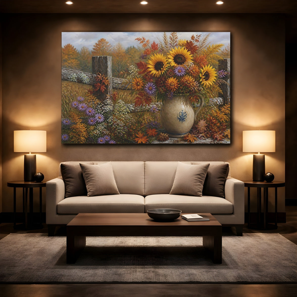 Mockup 2. Autumn Sunflower Bouquet shown as canvas print