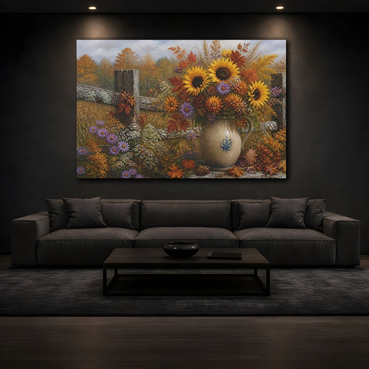 Mockup 3. Autumn Sunflower Bouquet shown as canvas print