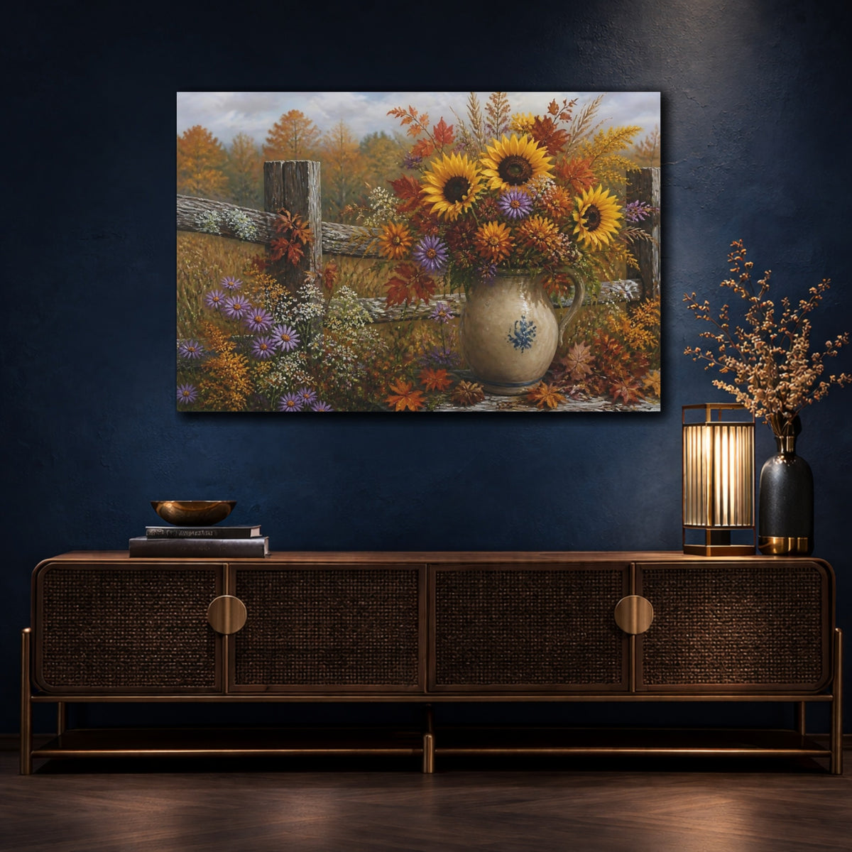 Mockup 4. Autumn Sunflower Bouquet shown as canvas print