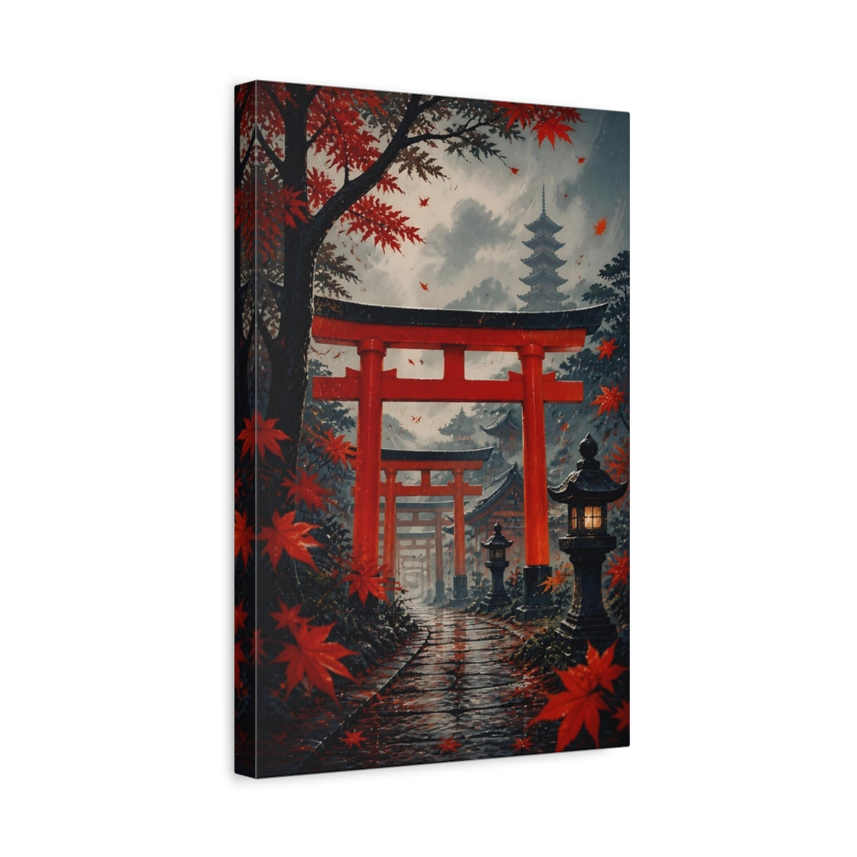Side Mockup 4. Autumn Torii Path shown as canvas print