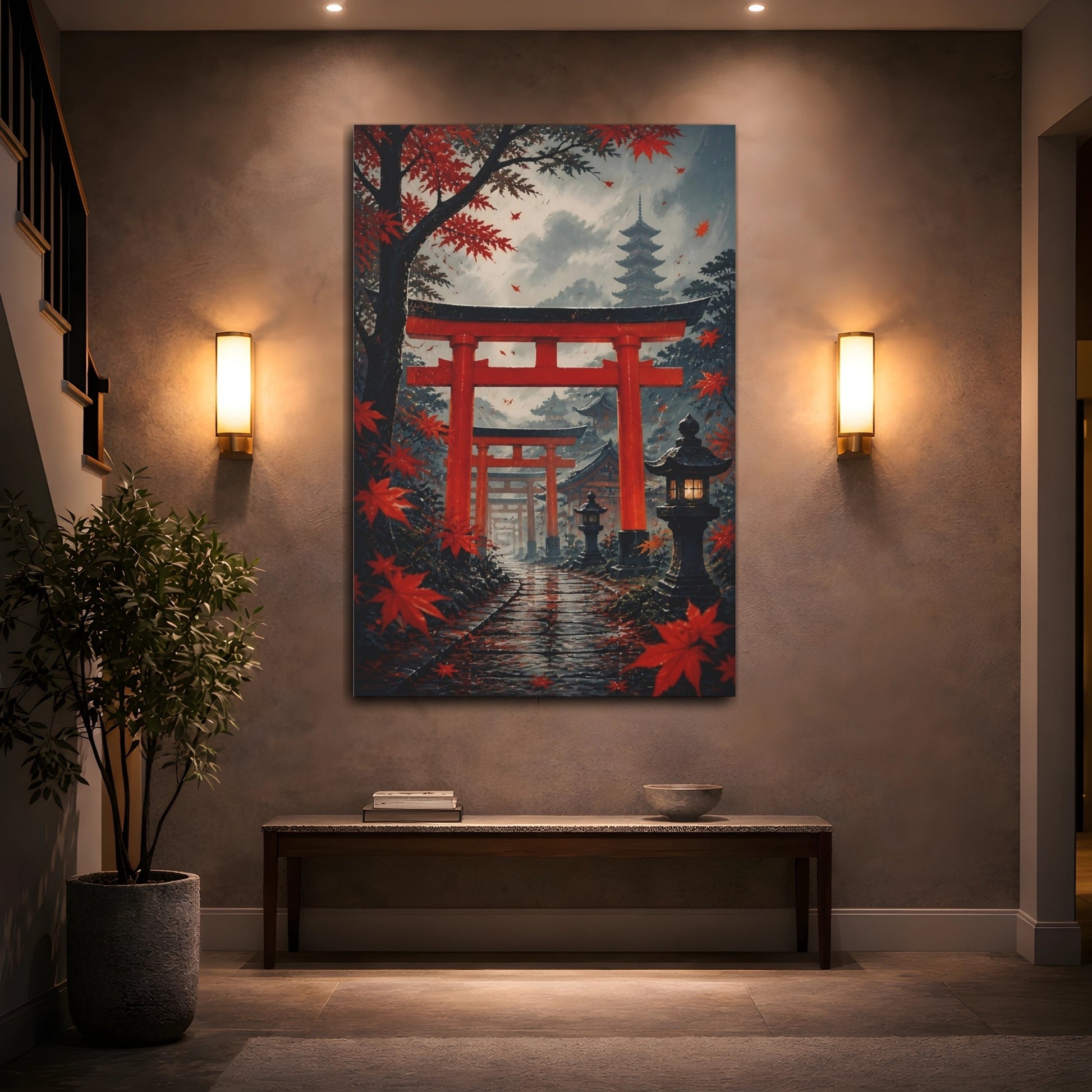 Mockup 2. Autumn Torii Path shown as canvas print