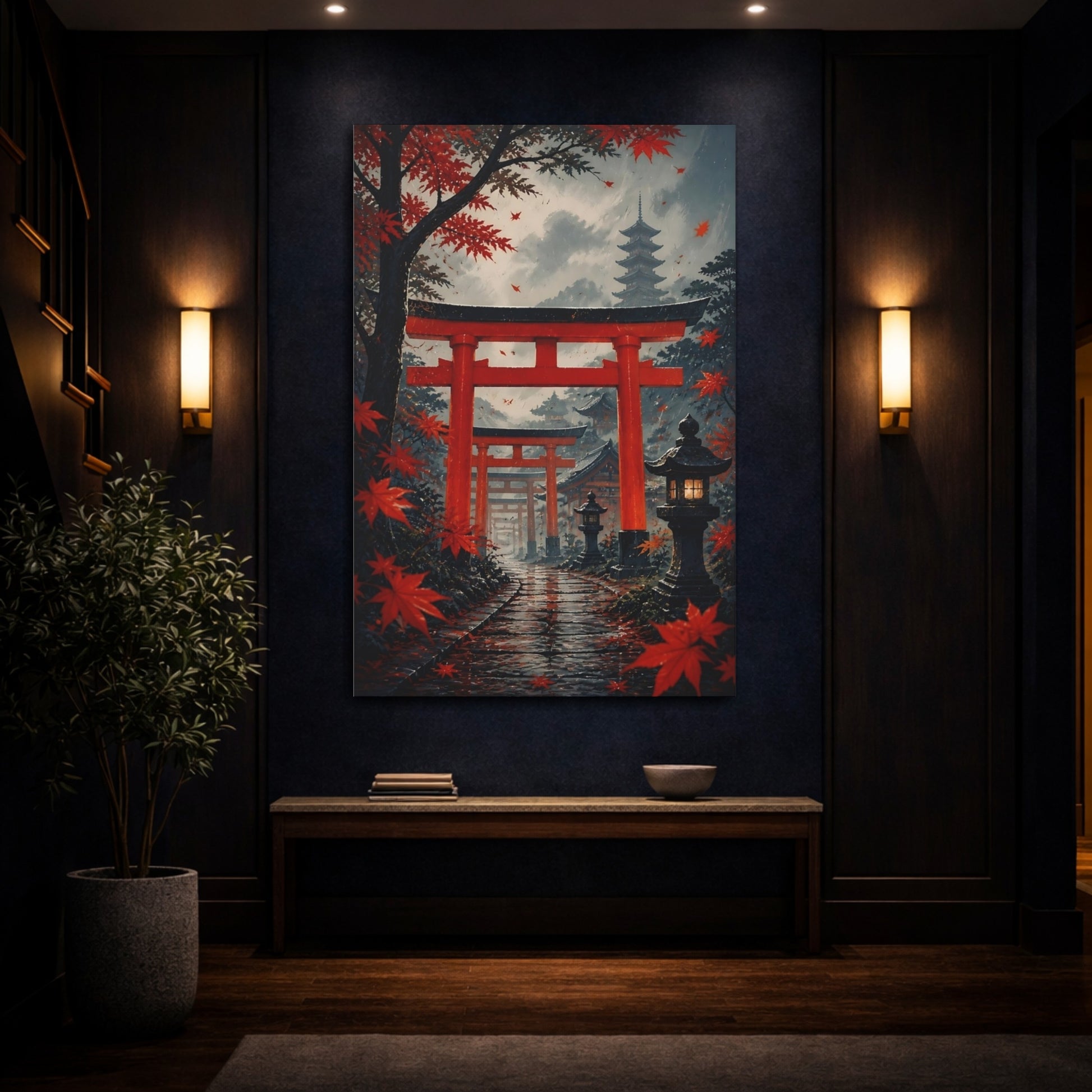 Mockup 4. Autumn Torii Path shown as canvas print