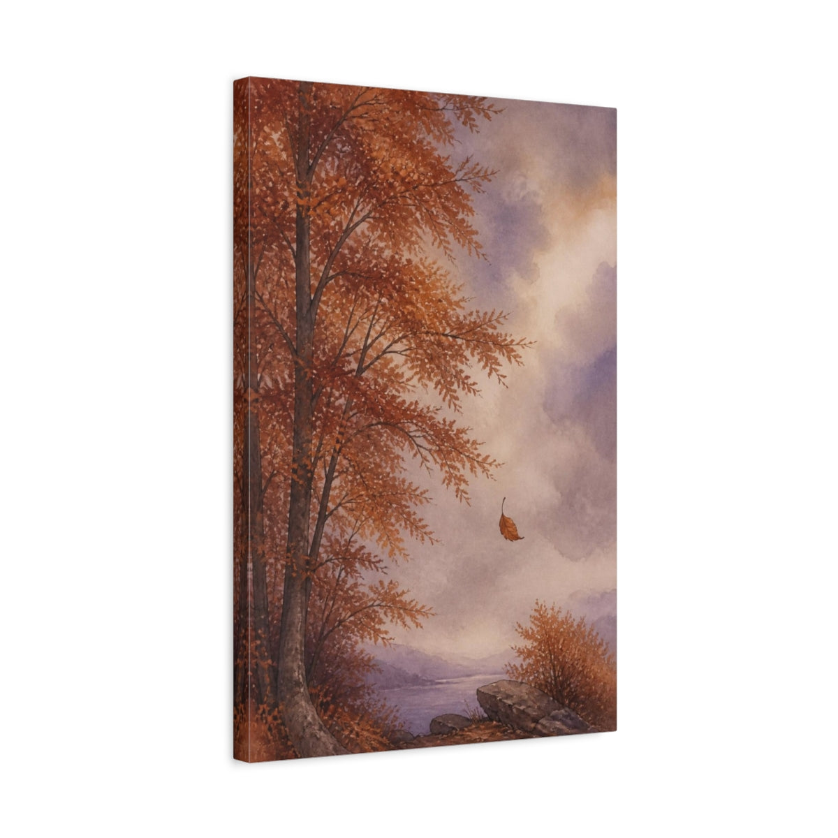 Side Mockup 3. Autumn Tree Nature Study shown as canvas print