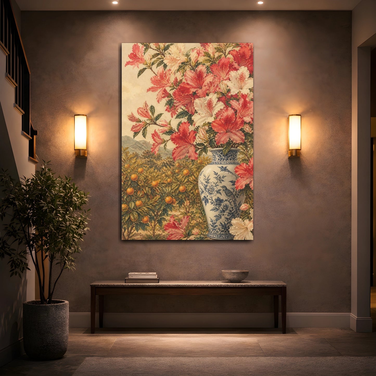 Mockup 2. Azalea Flowers In Vase shown as canvas print