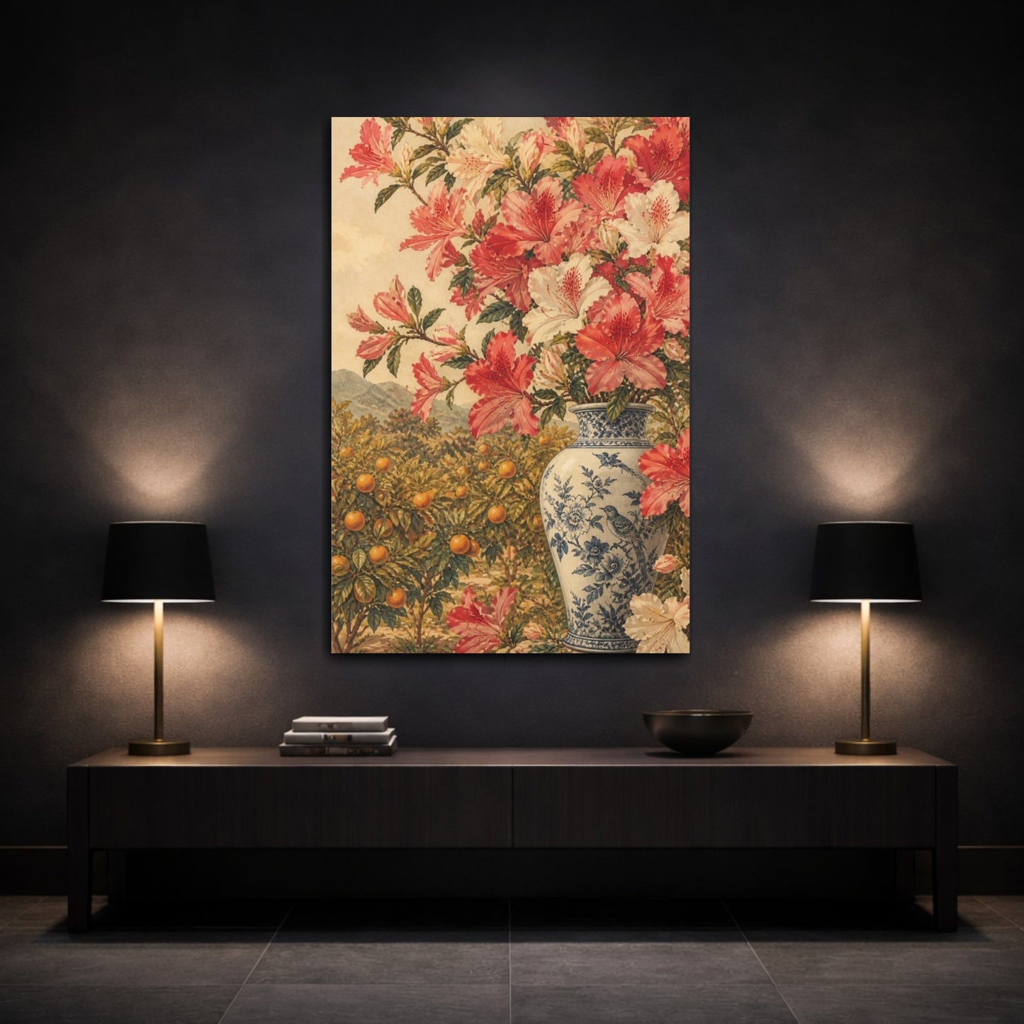 Mockup 3. Azalea Flowers In Vase shown as canvas print
