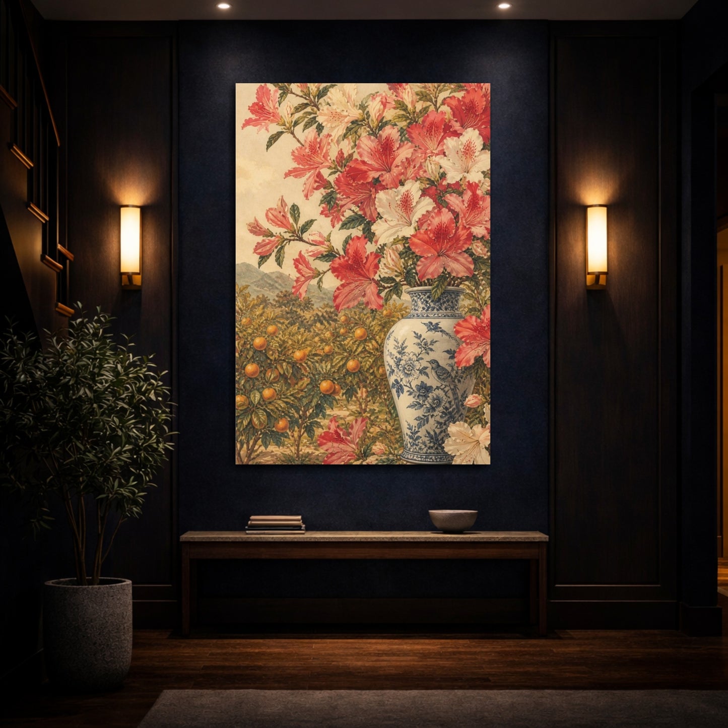 Mockup 4. Azalea Flowers In Vase shown as canvas print