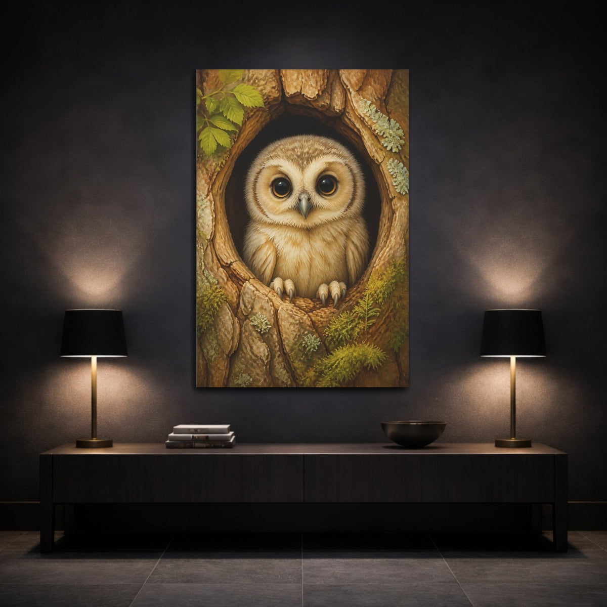 Baby Owl Animal Portrait Canvas Print Wall Art – Kids Room Wall Decor - YesArtYes
