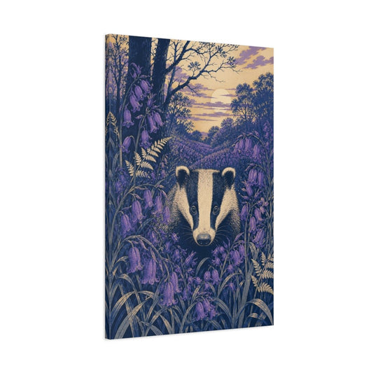 Badger In Bluebells Canvas Print Wall Art – Living Room Decor, Above Console Table - YesArtYes